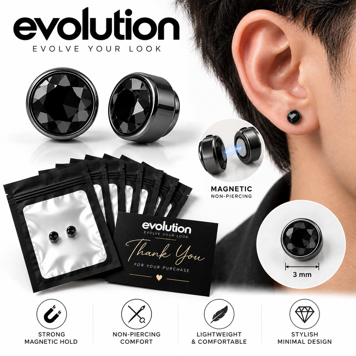 Magnetic Ear Studs Unisex